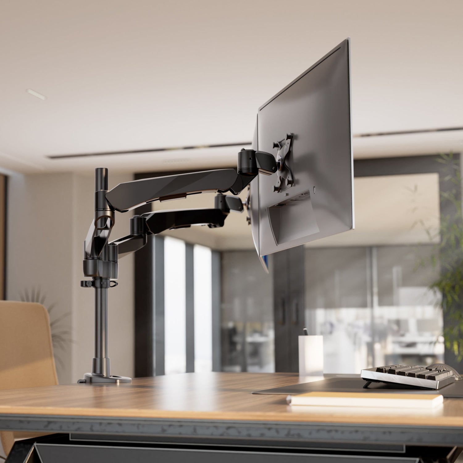 Monitor Mount - CLiX Series Full Motion Dual Monitor Desk Mount with Gas Spring Arms - Mount-It! -