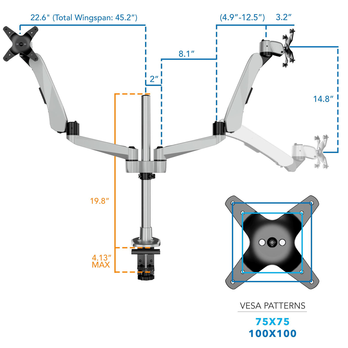 Monitor Mount - CLiX Series Full Motion Dual Monitor Desk Mount with Gas Spring Arms - Mount-It! -