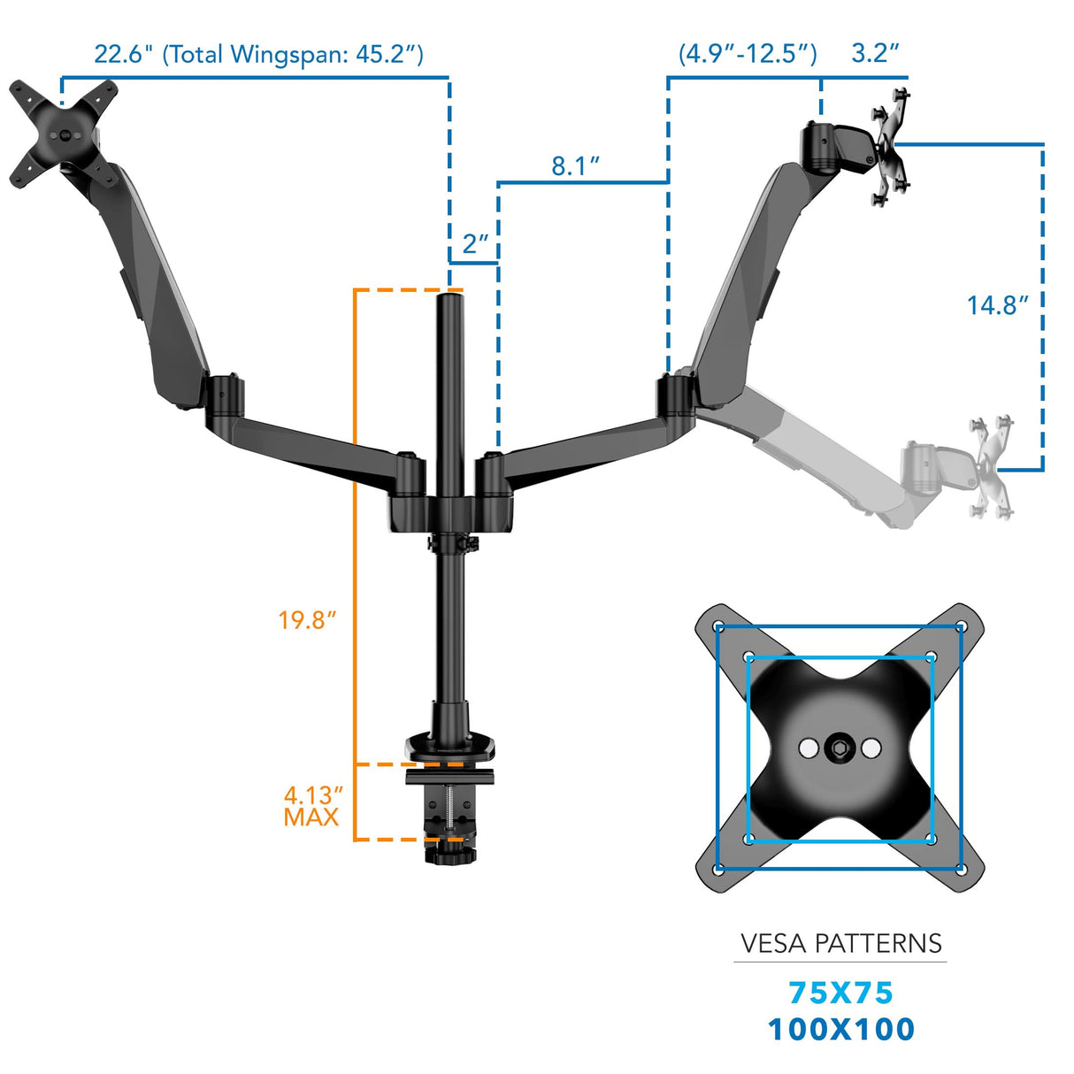 Monitor Mount - CLiX Series Full Motion Dual Monitor Desk Mount with Gas Spring Arms - Mount-It! -