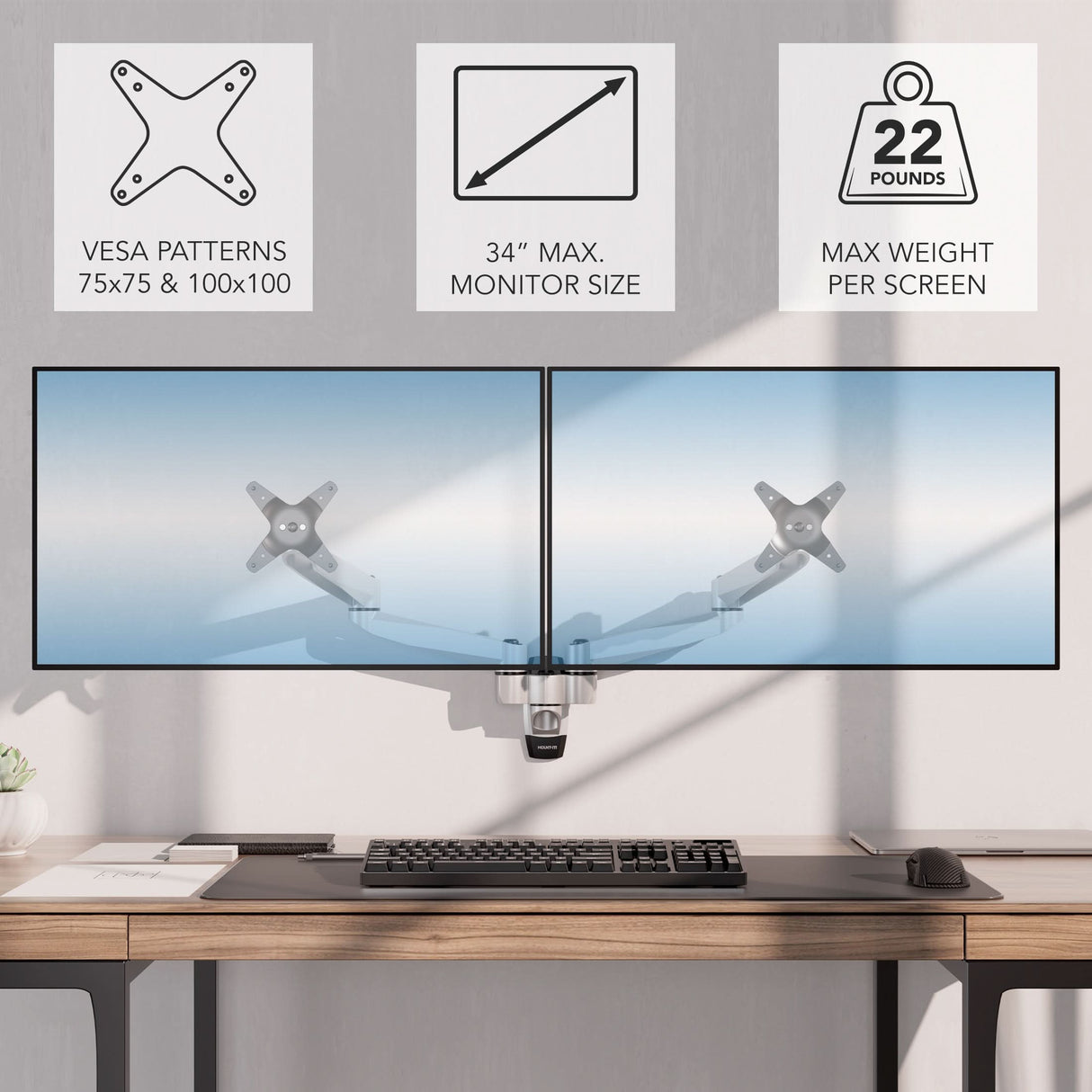 Monitor Mount - CLiX Series Full Motion Dual Monitor Wall Mount - Mount-It! -