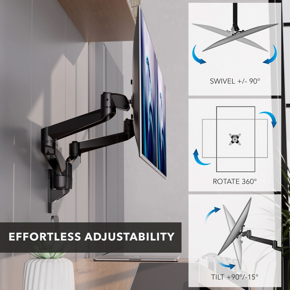 Monitor Mount - CLiX Series Full Motion Dual Monitor Wall Mount - Mount-It! -