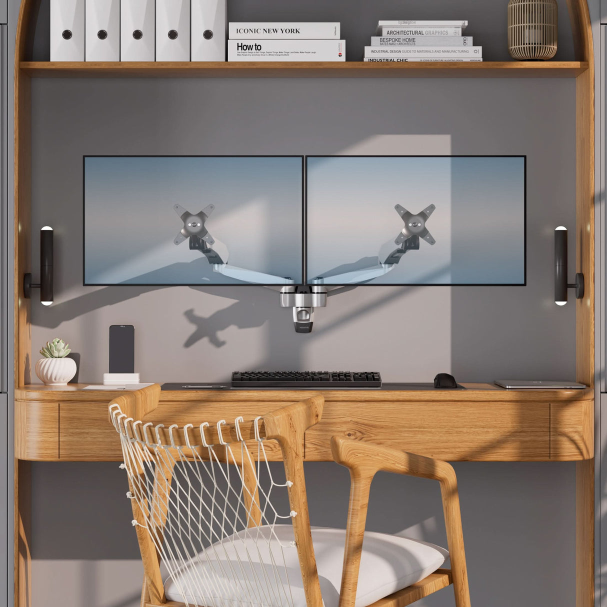 Monitor Mount - CLiX Series Full Motion Dual Monitor Wall Mount with Gas Spring Arms - Mount-It! -