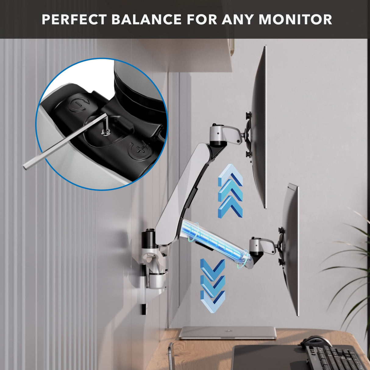 Monitor Mount - CLiX Series Full Motion Dual Monitor Wall Mount with Gas Spring Arms - Mount-It! -