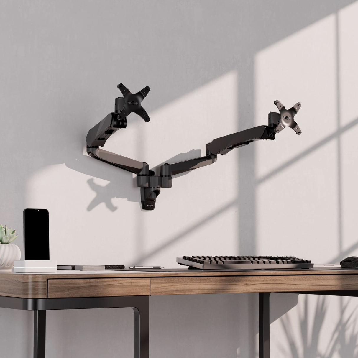 Monitor Mount - CLiX Series Full Motion Dual Monitor Wall Mount with Gas Spring Arms - Mount-It! -