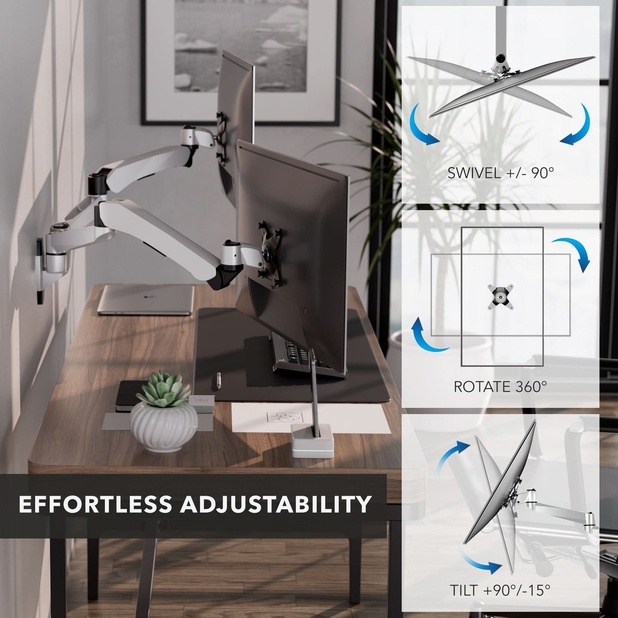 Monitor Mount - CLiX Series Full Motion Dual Monitor Wall Mount with Gas Spring Arms - Mount-It! -