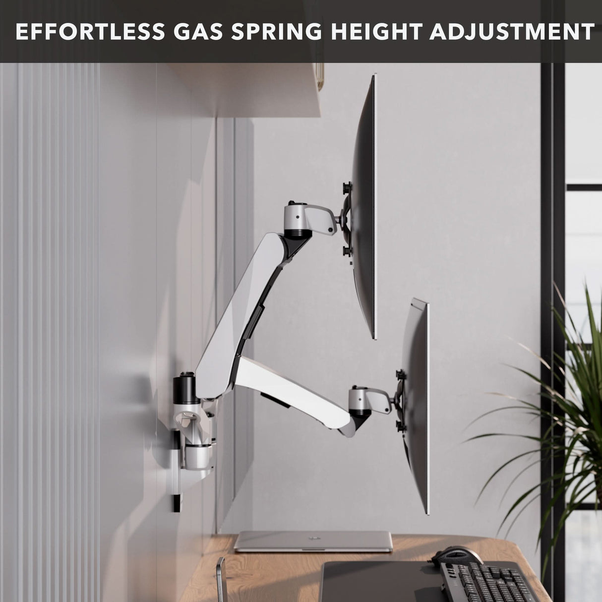 Monitor Mount - CLiX Series Full Motion Dual Monitor Wall Mount with Gas Spring Arms - Mount-It! -