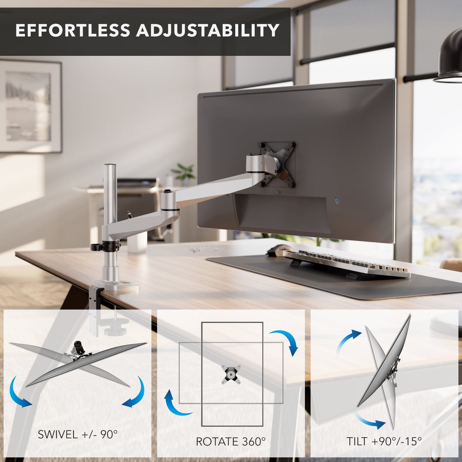 Monitor Mount - CLiX Series Full Motion Single Monitor Desk Mount - Mount-It! -