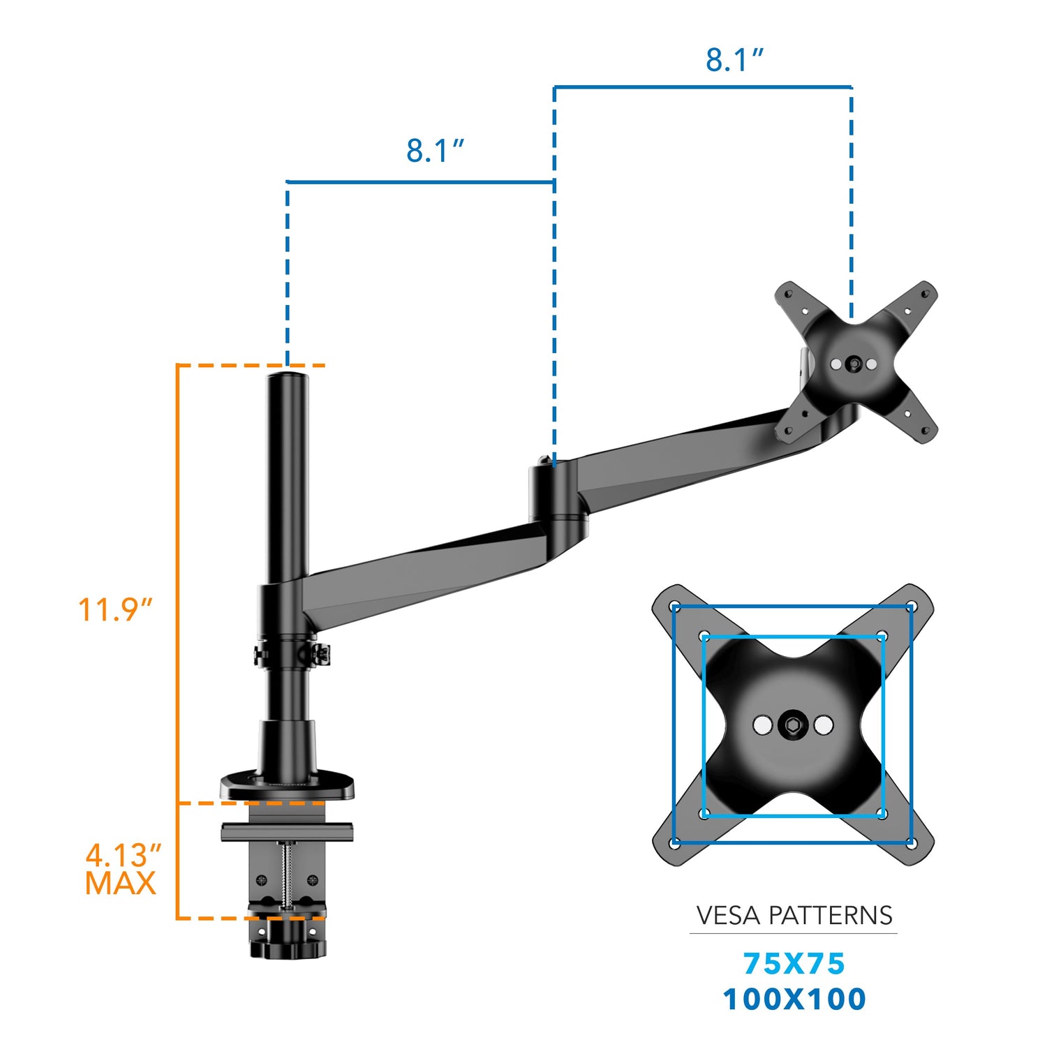 Monitor Mount - CLiX Series Full Motion Single Monitor Desk Mount - Mount-It! -