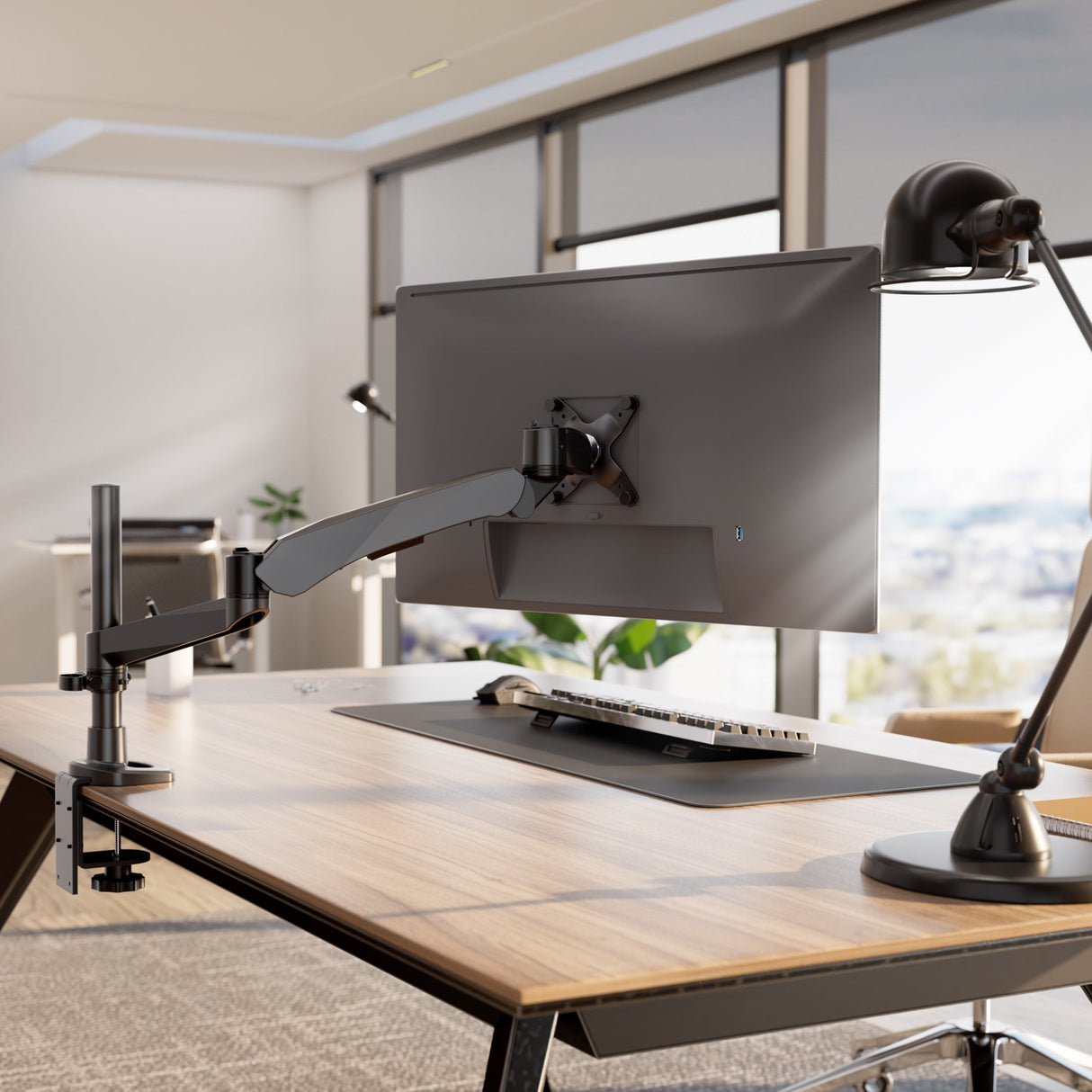 Full Motion Single Monitor Desk Mount with Gas Spring Arm Monitor Mount - CLiX Series Full Motion Single Monitor Desk Mount with Gas Spring Arm - Mount-It! -