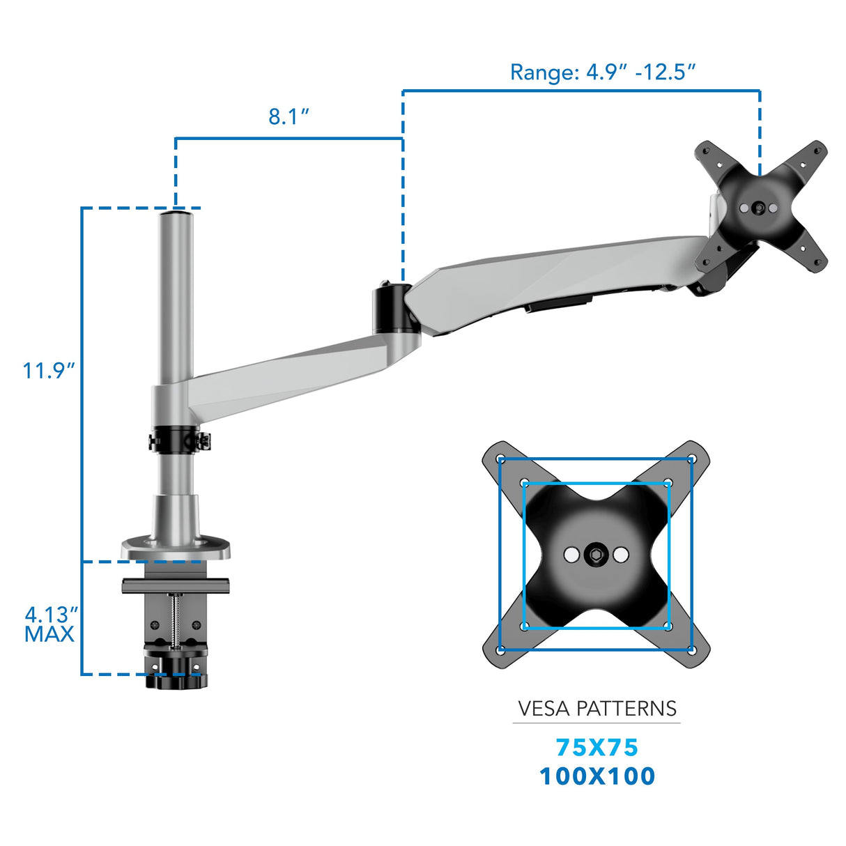 Full Motion Single Monitor Desk Mount with Gas Spring Arm Monitor Mount - CLiX Series Full Motion Single Monitor Desk Mount with Gas Spring Arm - Mount-It! -