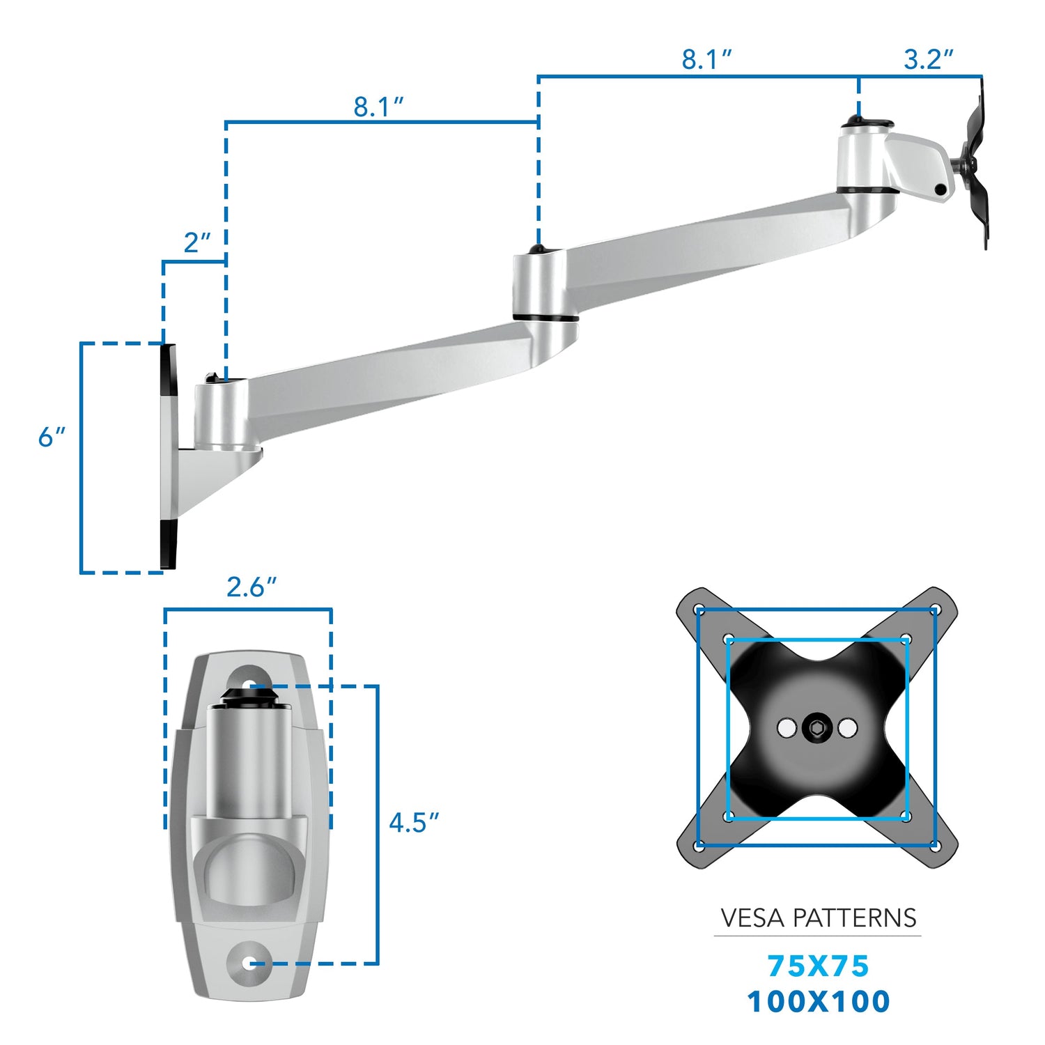 Monitor Mount - CLiX Series Full Motion Single Monitor Wall Mount - Mount-It! -