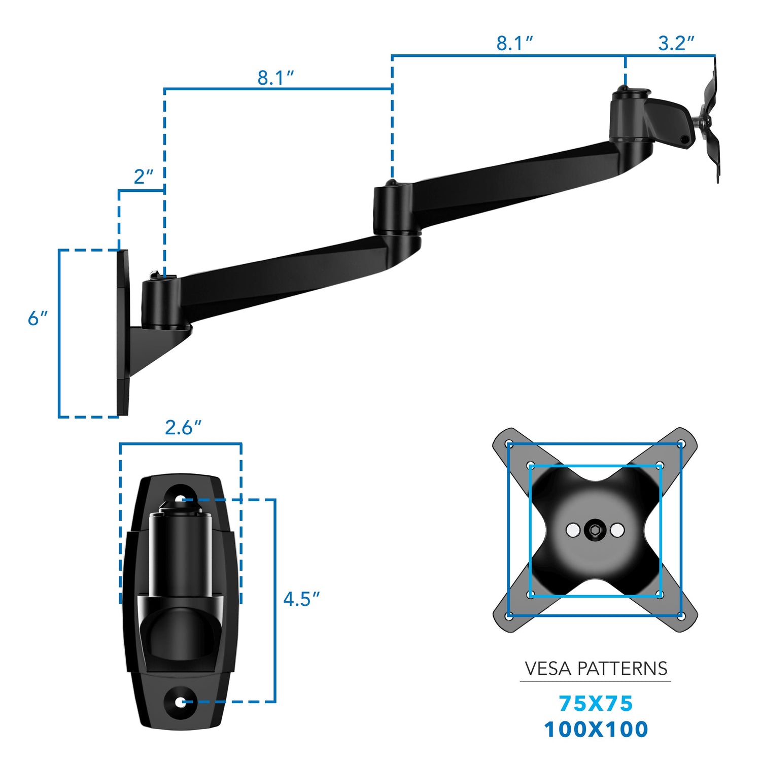 Monitor Mount - CLiX Series Full Motion Single Monitor Wall Mount - Mount-It! -