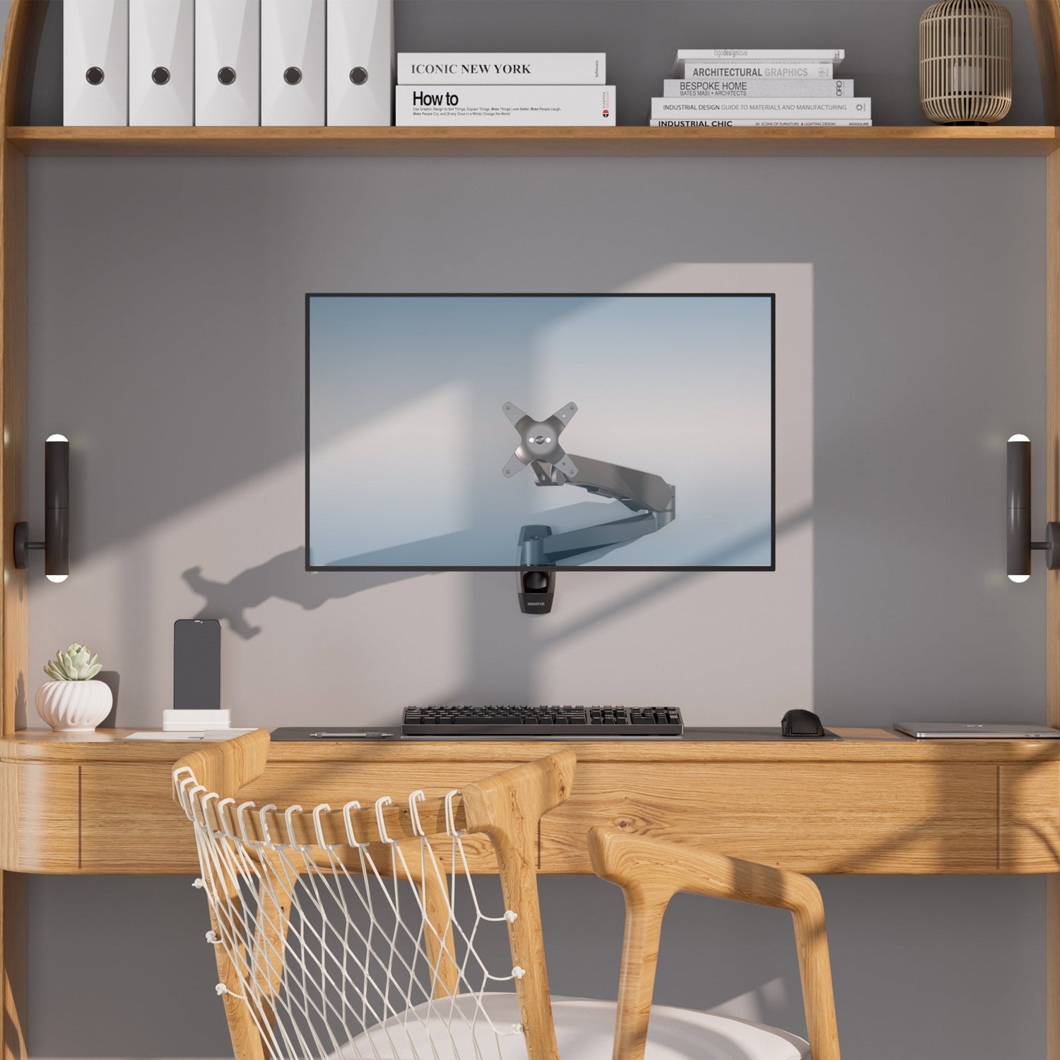 Monitor Mount - CLiX Series Full Motion Single Monitor Wall Mount with Gas Spring Arm - Mount-It! -