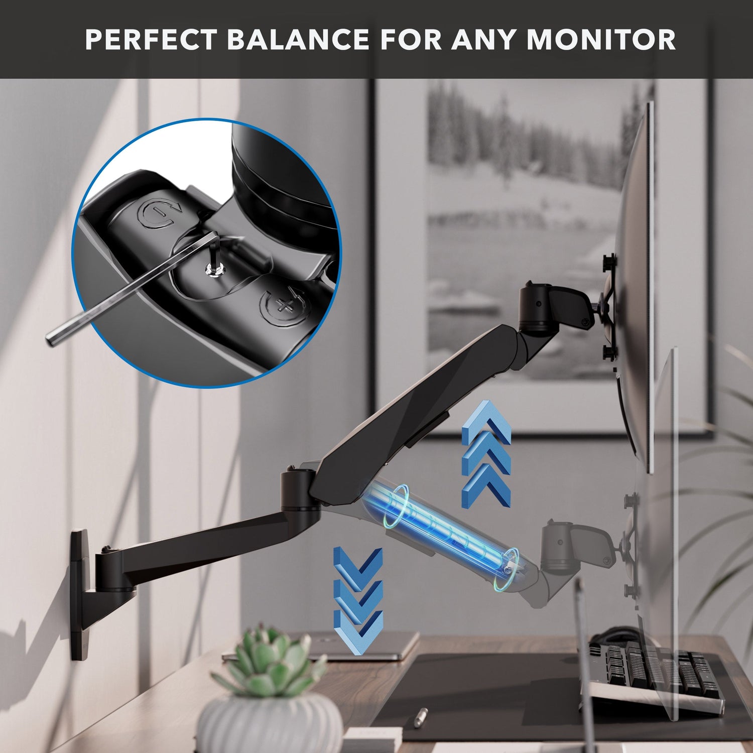 Monitor Mount - CLiX Series Full Motion Single Monitor Wall Mount with Gas Spring Arm - Mount-It! -