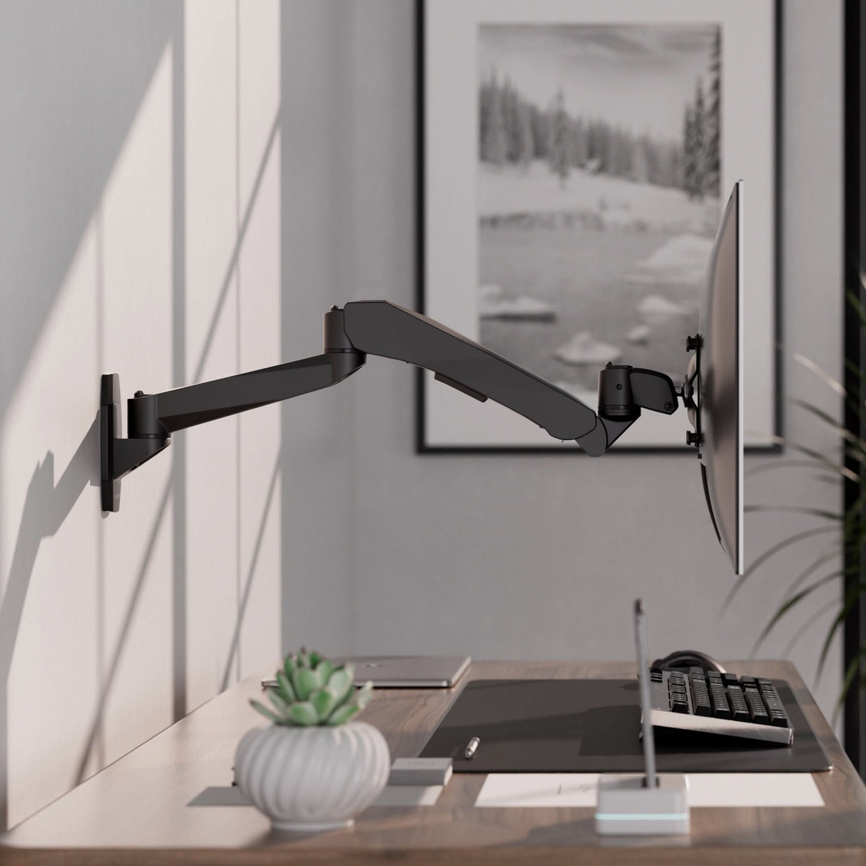 Monitor Mount - CLiX Series Full Motion Single Monitor Wall Mount with Gas Spring Arm - Mount-It! -