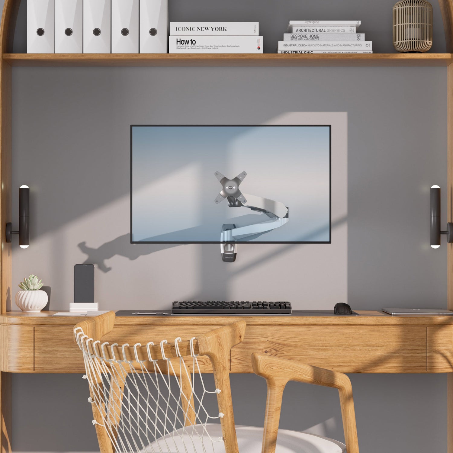 Monitor Mount - CLiX Series Full Motion Single Monitor Wall Mount with Gas Spring Arm - Mount-It! -