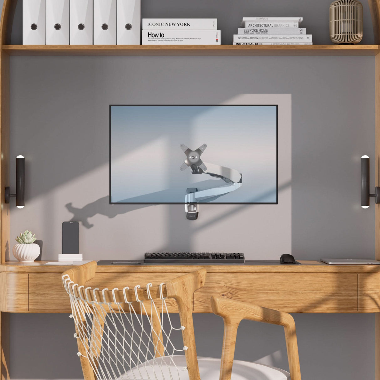 Monitor Mount - CLiX Series Full Motion Single Monitor Wall Mount with Gas Spring Arm - Mount-It! -