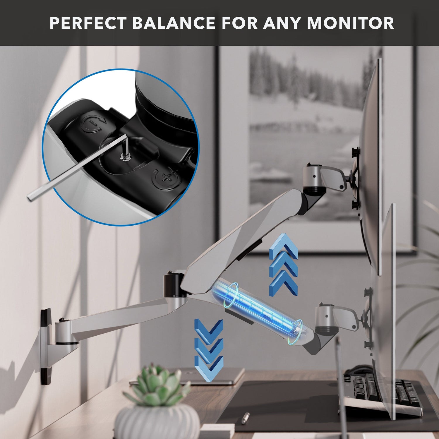 Monitor Mount - CLiX Series Full Motion Single Monitor Wall Mount with Gas Spring Arm - Mount-It! -