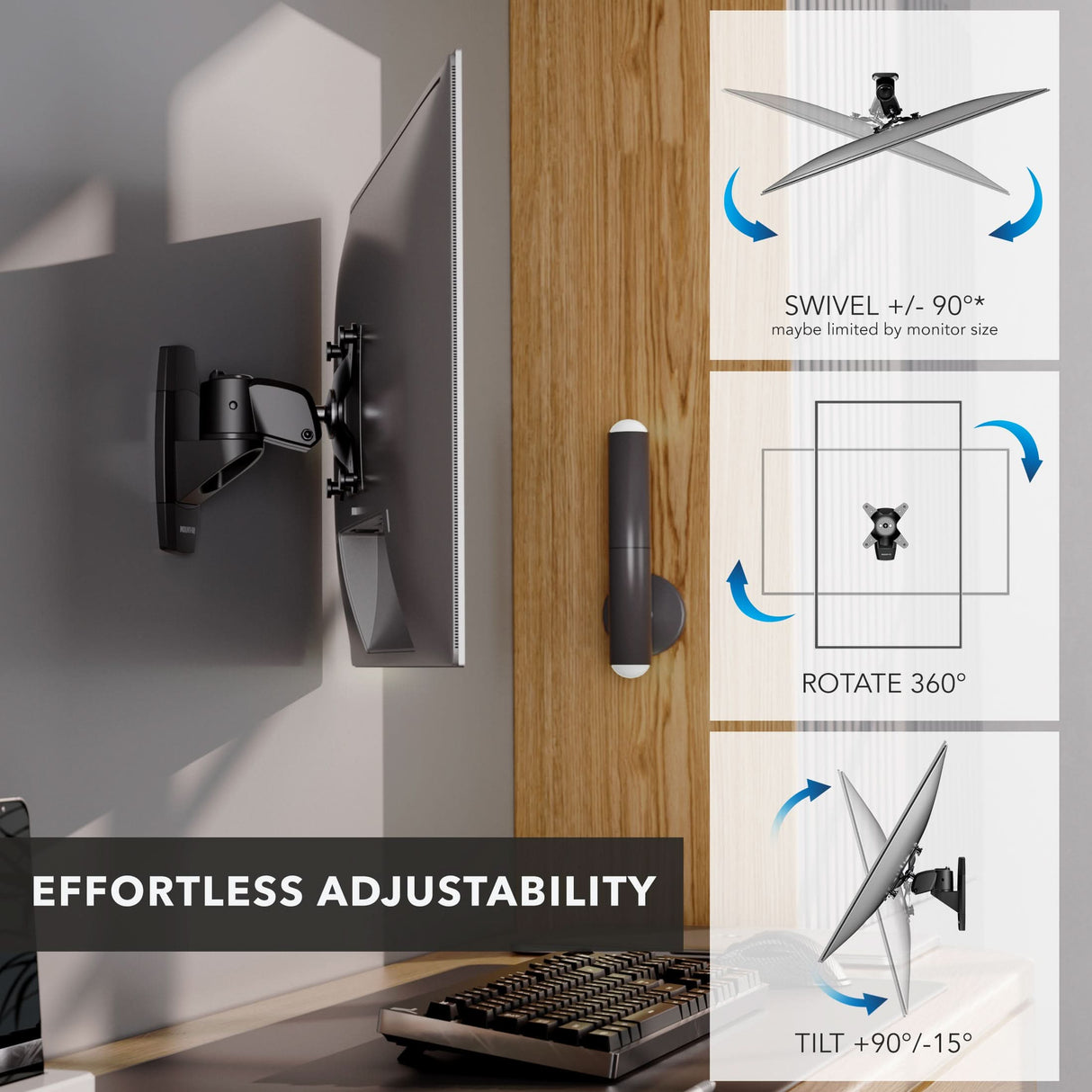 Monitor Mount - CLiX Series Single Monitor Wall Mount - Mount-It! -