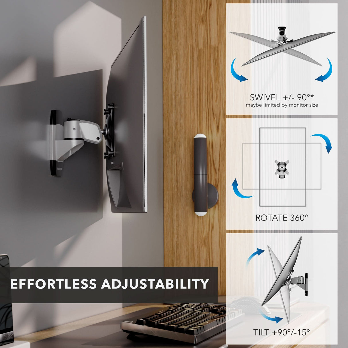 Monitor Mount - CLiX Series Single Monitor Wall Mount - Mount-It! -