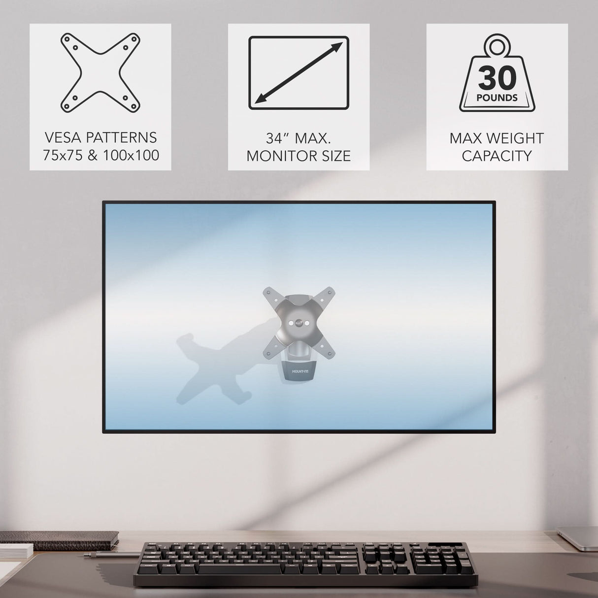 Monitor Mount - CLiX Series Single Monitor Wall Mount - Mount-It! -