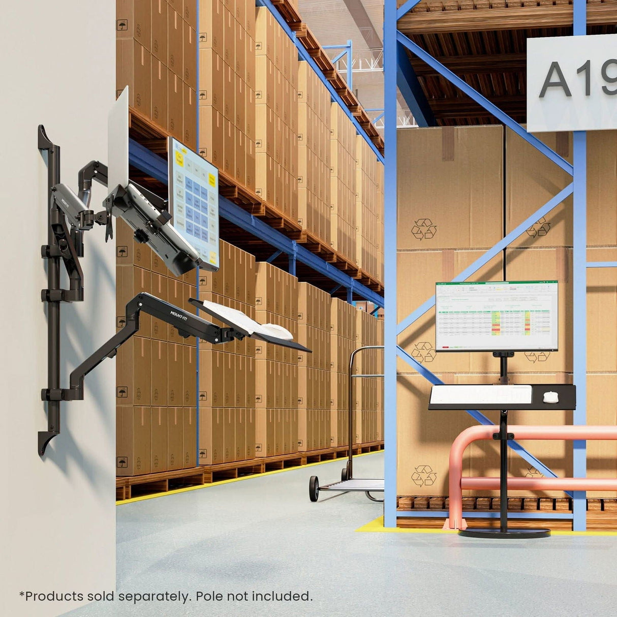 Counterbalance Keyboard Tray Arm for Wall and Pole Mounting Keyboard Trays/Mounts - Counterbalance Keyboard Tray Arm for Wall and Pole Mounting - Mount-It! - MI-1765KB