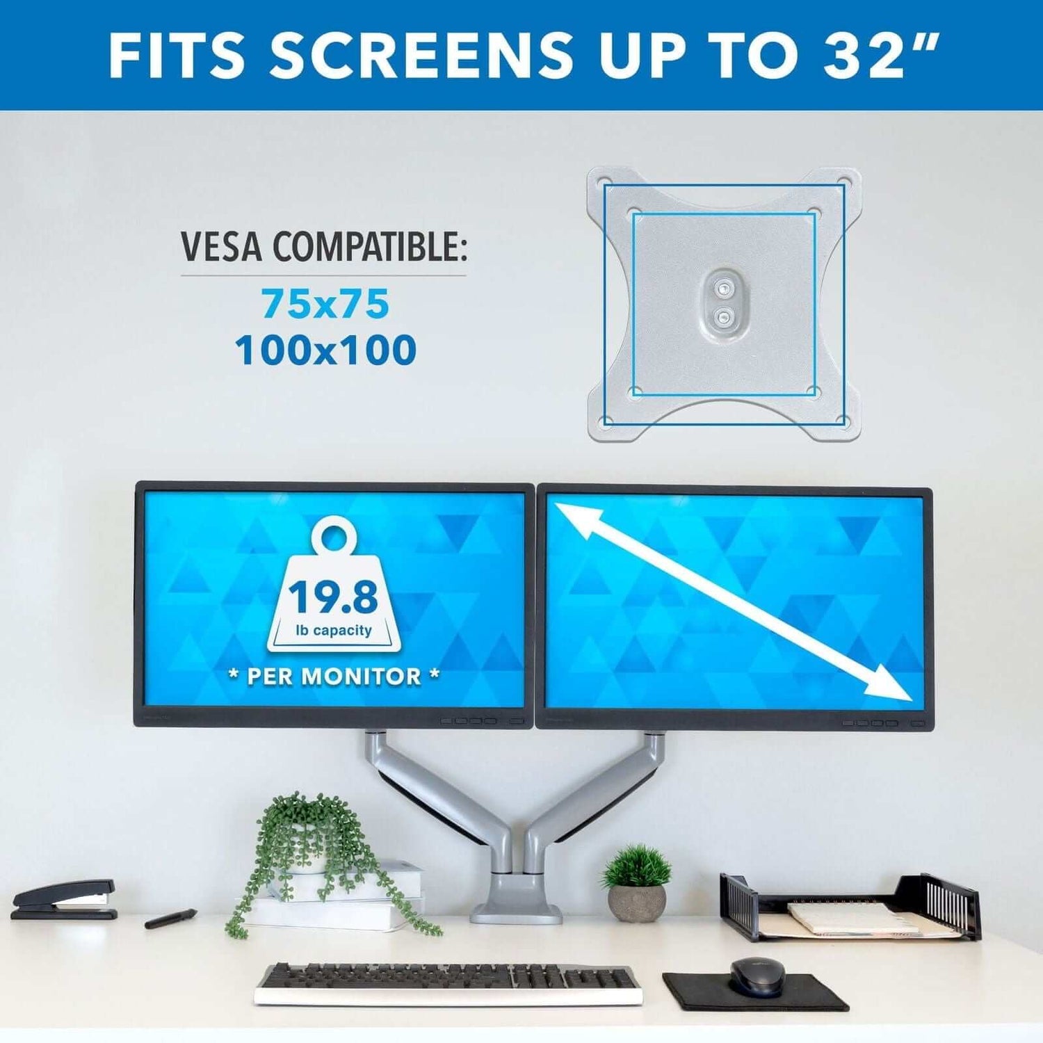 Monitor Mount - Dual Monitor Desk Mount With Gas Spring Arms - Mount-It! -