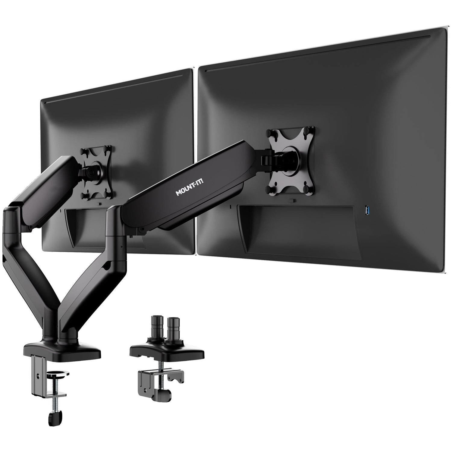 Monitor Mount - Dual Monitor Desk Mount with Gas Spring Arms - Mount-It! - MI-1882BLK