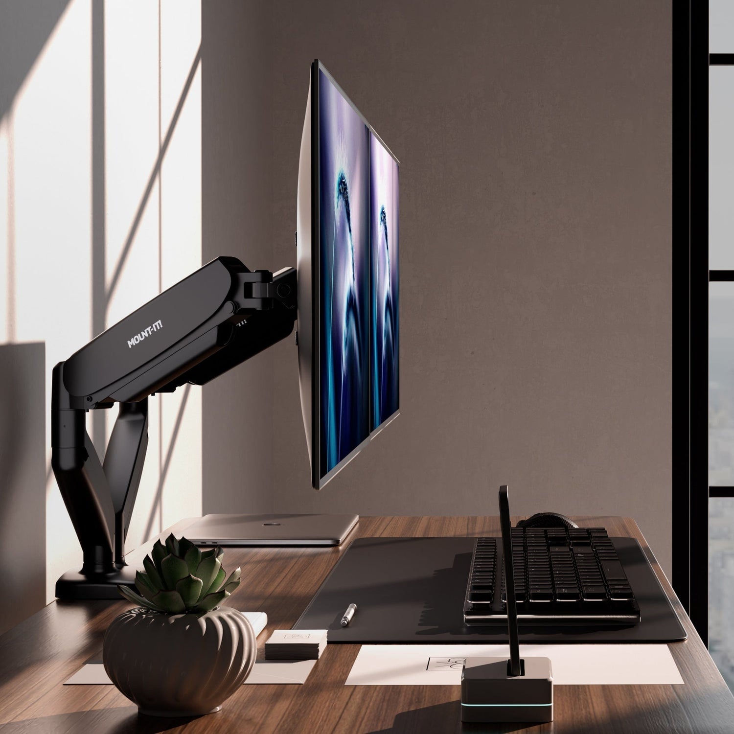 Monitor Mount - Dual Monitor Desk Mount with Gas Spring Arms - Mount-It! - MI-1882BLK