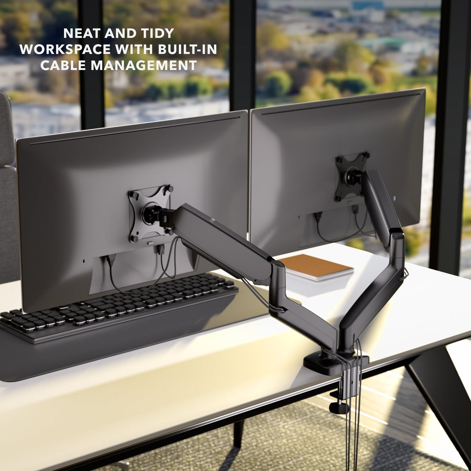 Monitor Mount - Dual Monitor Desk Mount with Gas Spring Arms - Mount-It! - MI-1882BLK