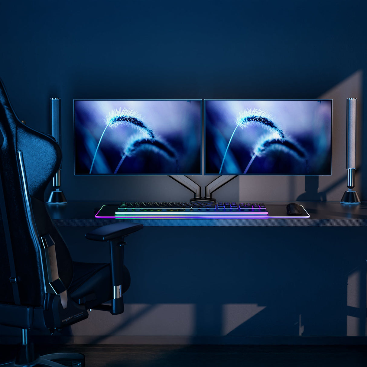 Dual Monitor Desk Mount with Gas Spring Arms Monitor Mount - Dual Monitor Desk Mount with Gas Spring Arms - Mount-It! - MI-1882BLK