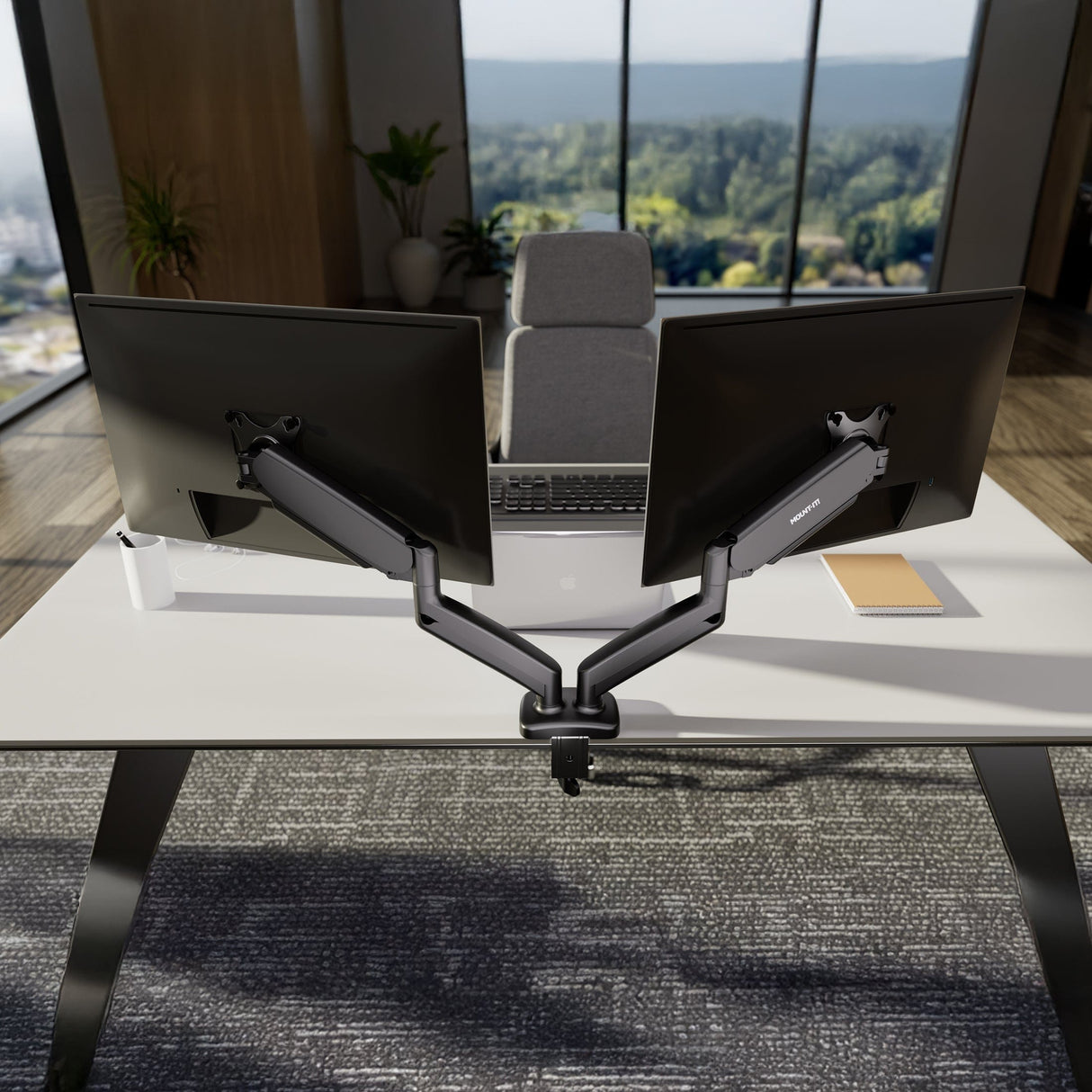 Dual Monitor Desk Mount with Gas Spring Arms Monitor Mount - Dual Monitor Desk Mount with Gas Spring Arms - Mount-It! - MI-1882BLK