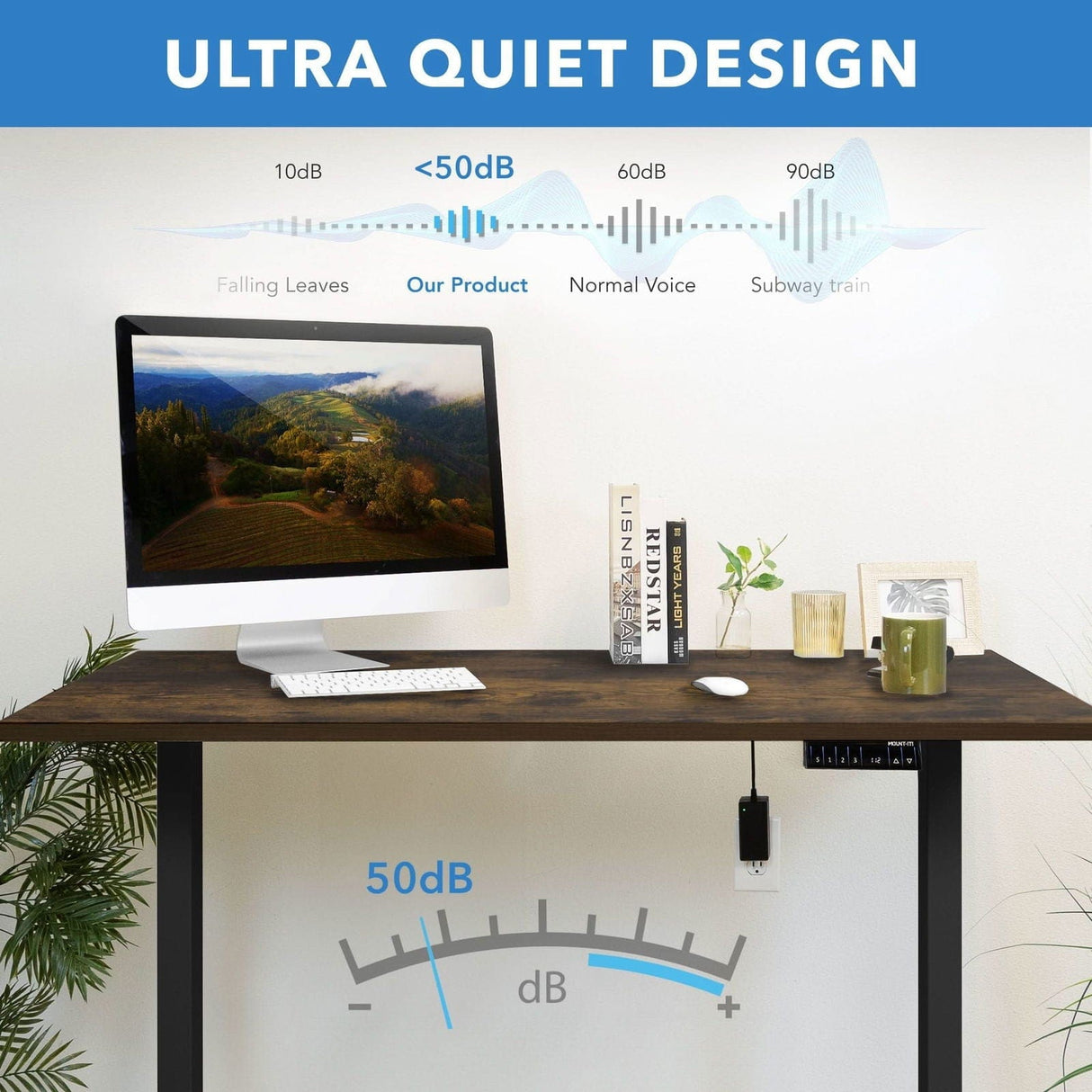 Dual Motor Electric Standing Desk with 55" Tabletop - Black Base Standing Desk - Dual Motor Electric Standing Desk with 55" Tabletop - Black Base - Mount-It! -