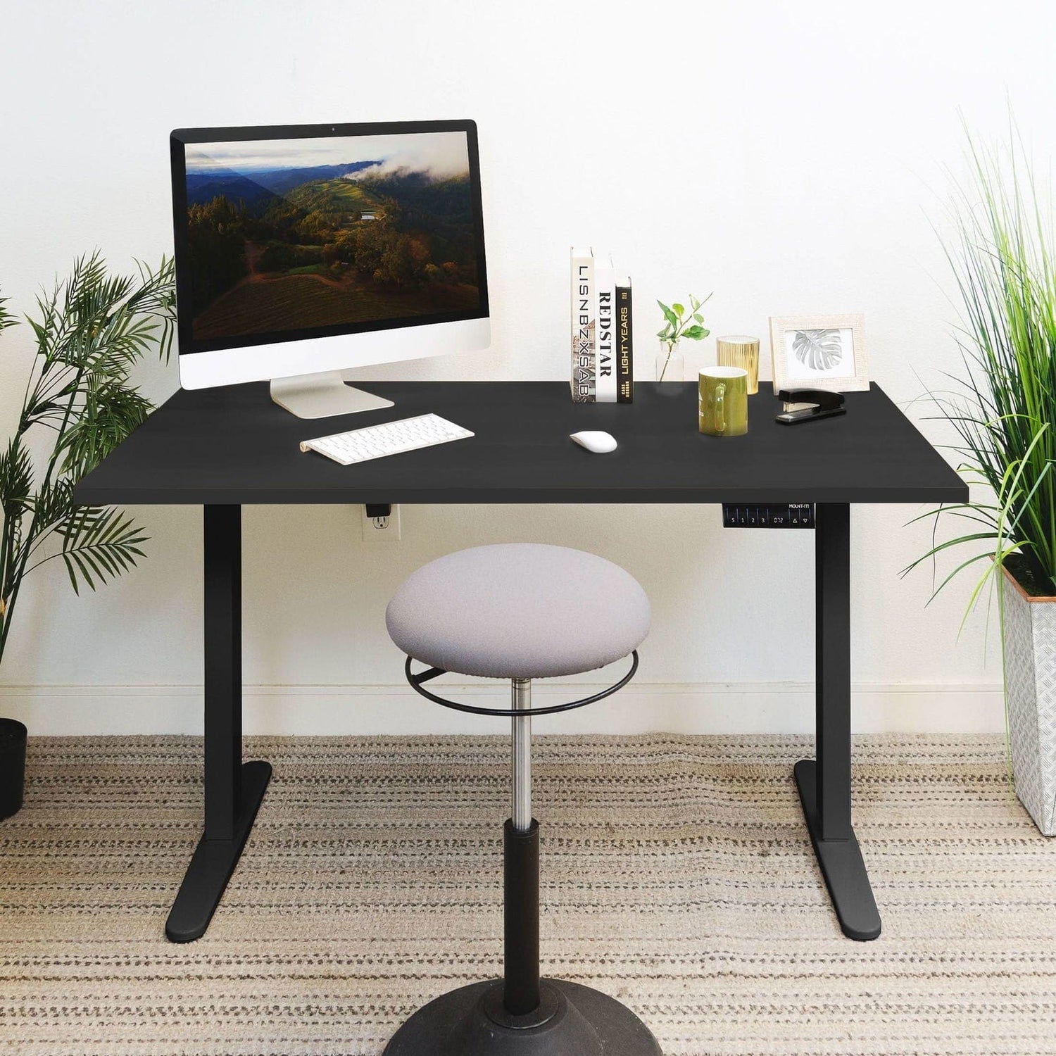 Standing Desk - Dual Motor Electric Standing Desk with 55" Tabletop - Black Base - Mount-It! -