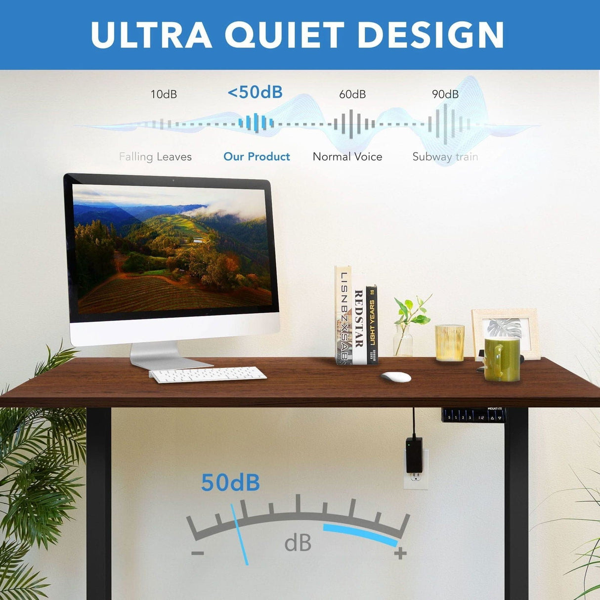 Dual Motor Electric Standing Desk with 55" Tabletop - Black Base Standing Desk - Dual Motor Electric Standing Desk with 55" Tabletop - Black Base - Mount-It! -