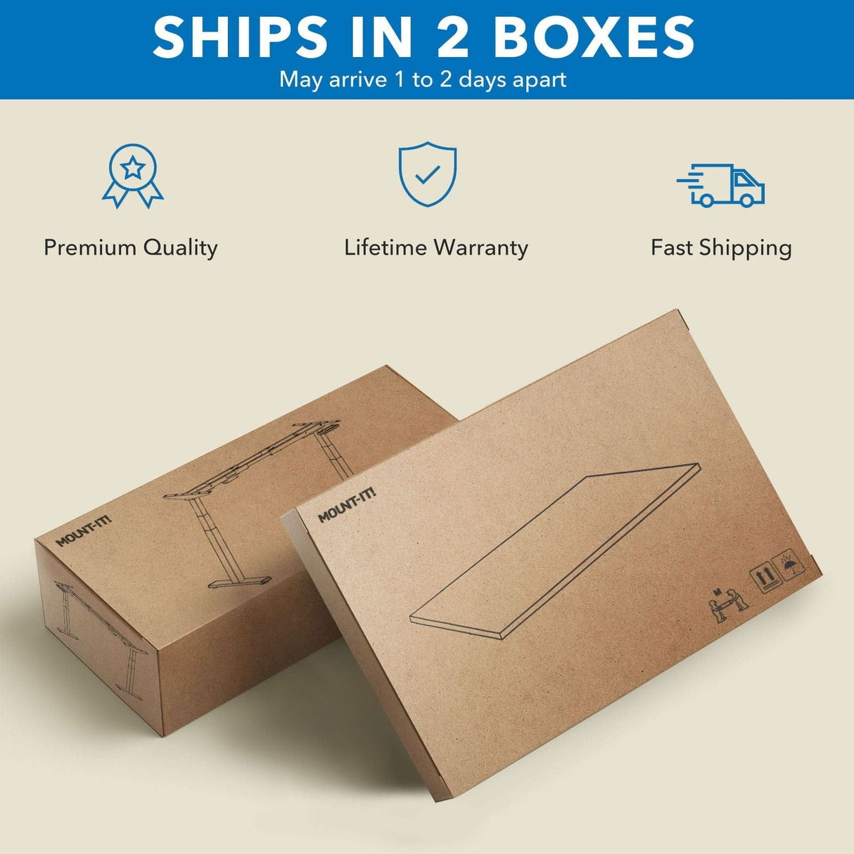 Dual Motor Electric Standing Desk with 60" Tabletop - Black Base Standing Desk - Dual Motor Electric Standing Desk with 60" Tabletop - Black Base - Mount-It! -