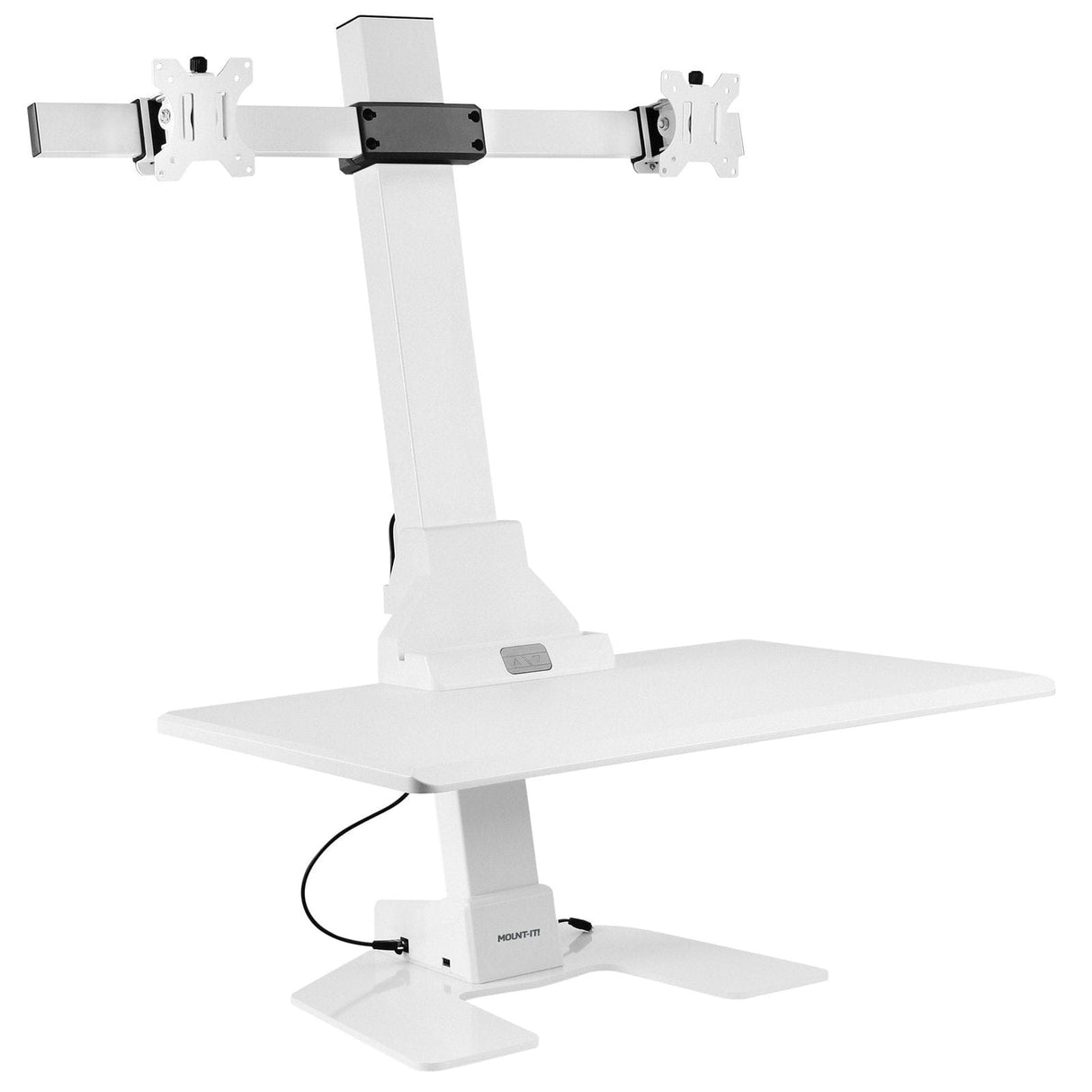 Electric Sit-Stand Desk Converter for 2 Monitors Desk Converters - Electric Sit-Stand Desk Converter for 2 Monitors - Mount-It! -
