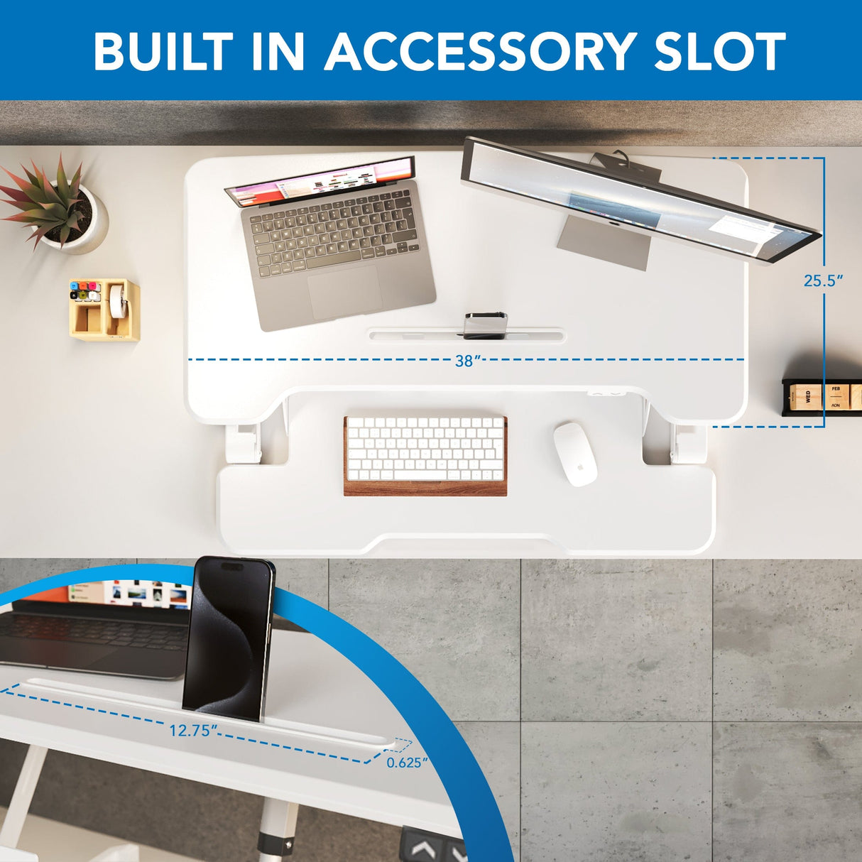 Electric Standing Desk Converter with 38" Desktop Desk Converters - Electric Standing Desk Converter with 38" Desktop - Mount-It! -