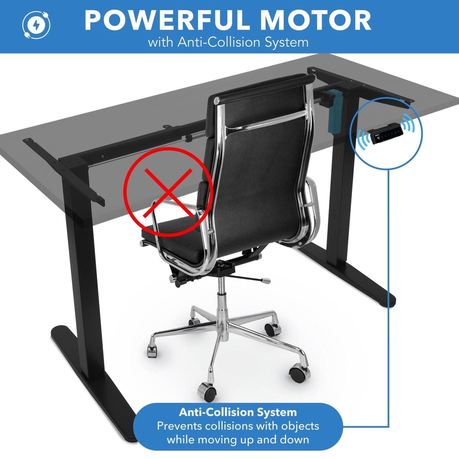 Standing Desk - Electric Standing Desk with 55" Tabletop - Black Base - Mount-It! -