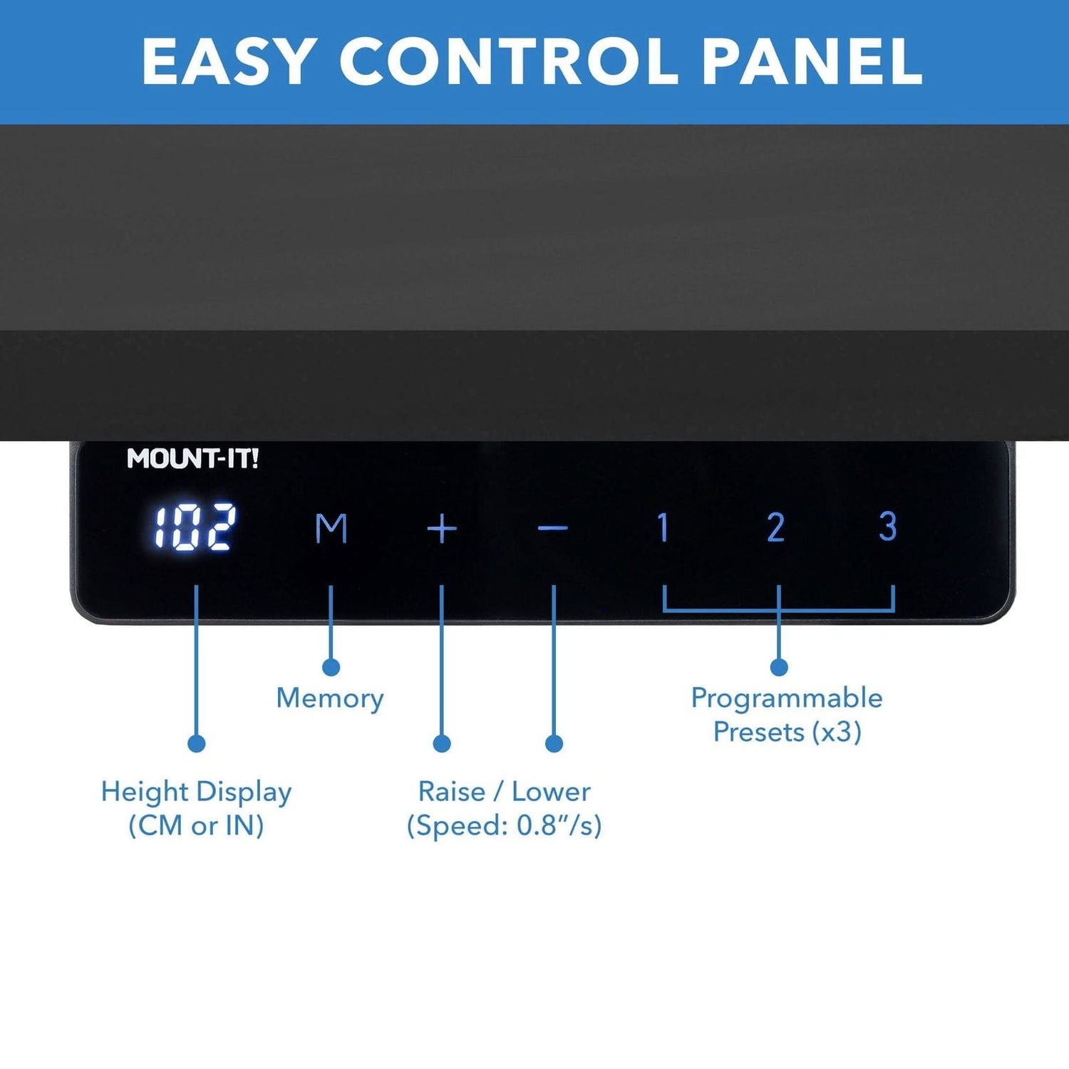 Standing Desk - Electric Standing Desk with 55" Tabletop - Black Base - Mount-It! -
