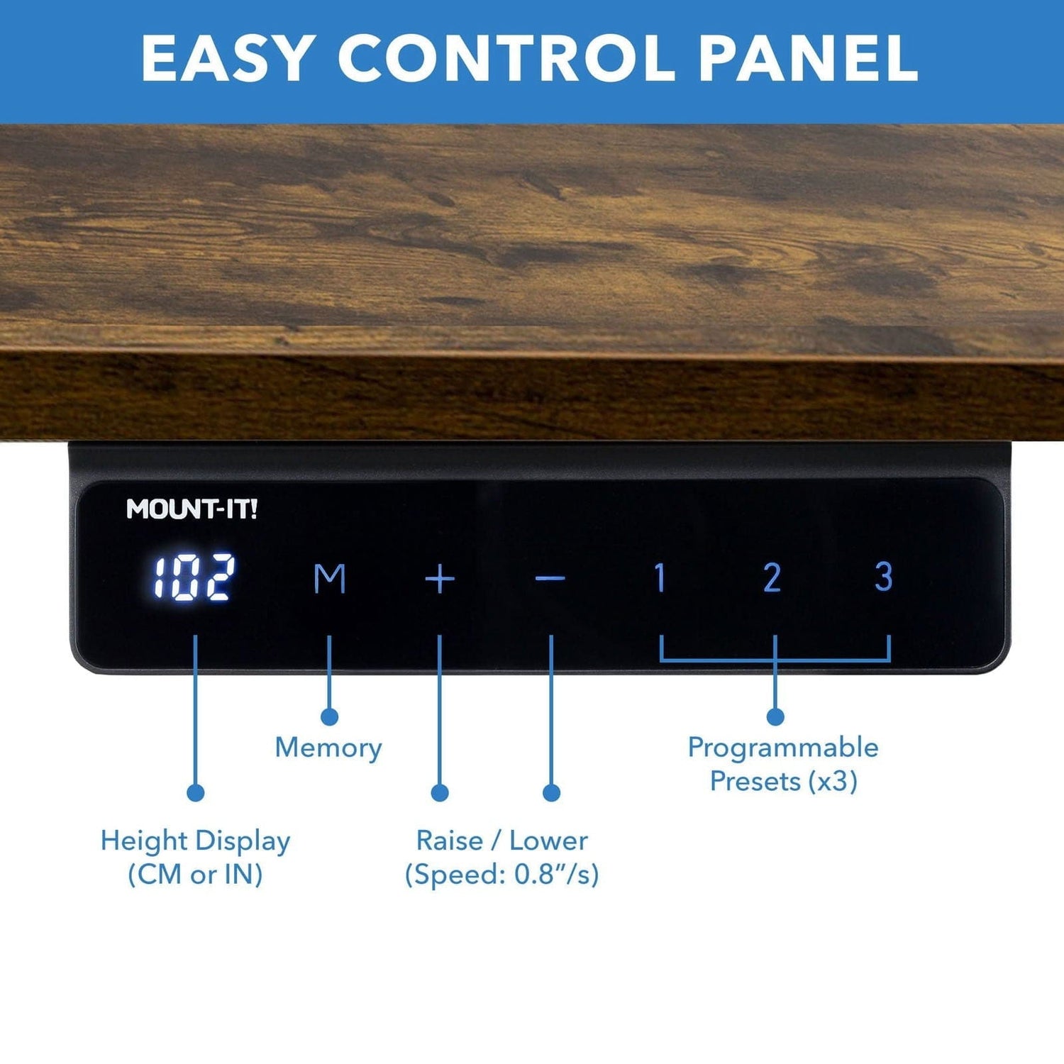 Standing Desk - Electric Standing Desk with 55" Tabletop - Black Base - Mount-It! -