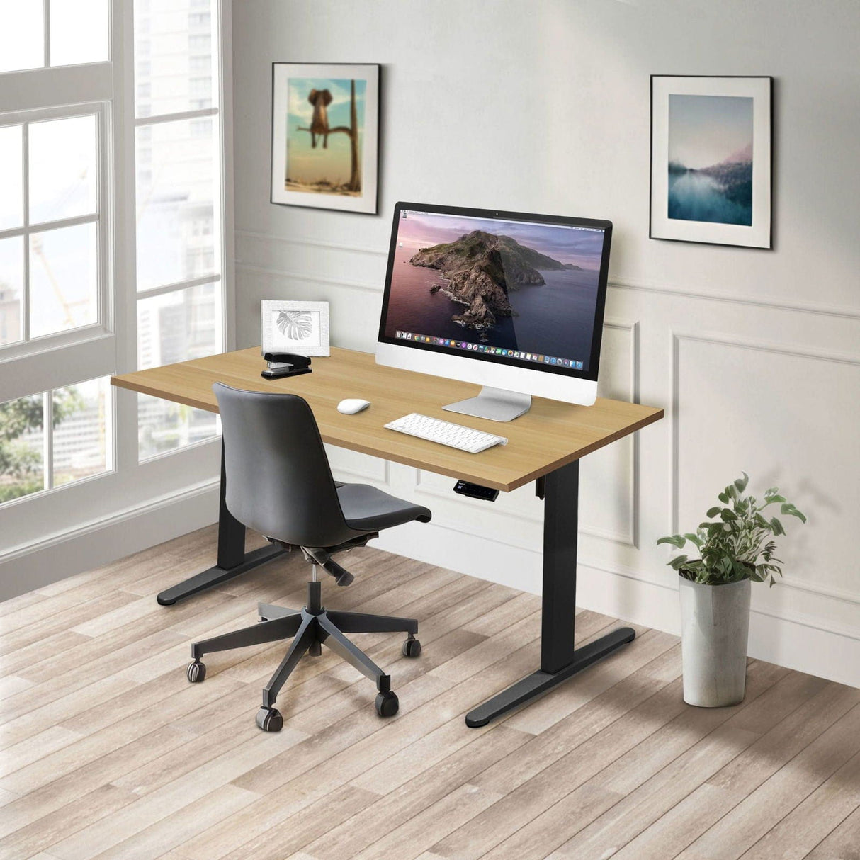 Electric Standing Desk with 55" Tabletop - Black Base Standing Desk - Electric Standing Desk with 55" Tabletop - Black Base - Mount-It! -