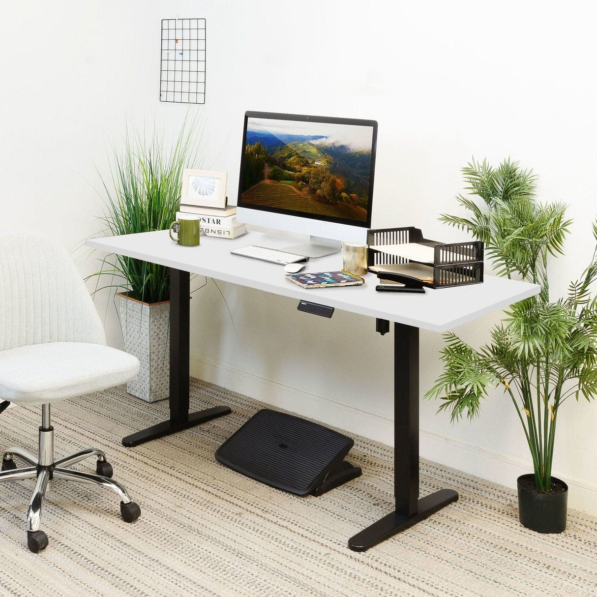 Electric Standing Desk with 55" Tabletop - Black Base Standing Desk - Electric Standing Desk with 55" Tabletop - Black Base - Mount-It! -