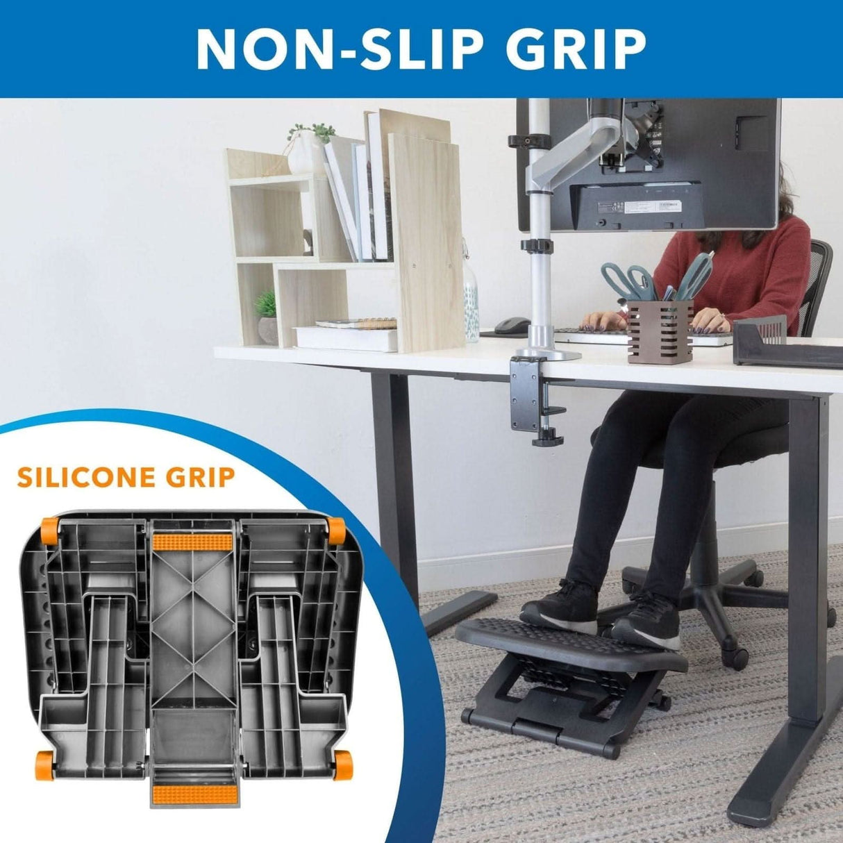 Footrests - Ergonomic Footrest - Adjustable Height & Angle - Mount-It! - MI-7801