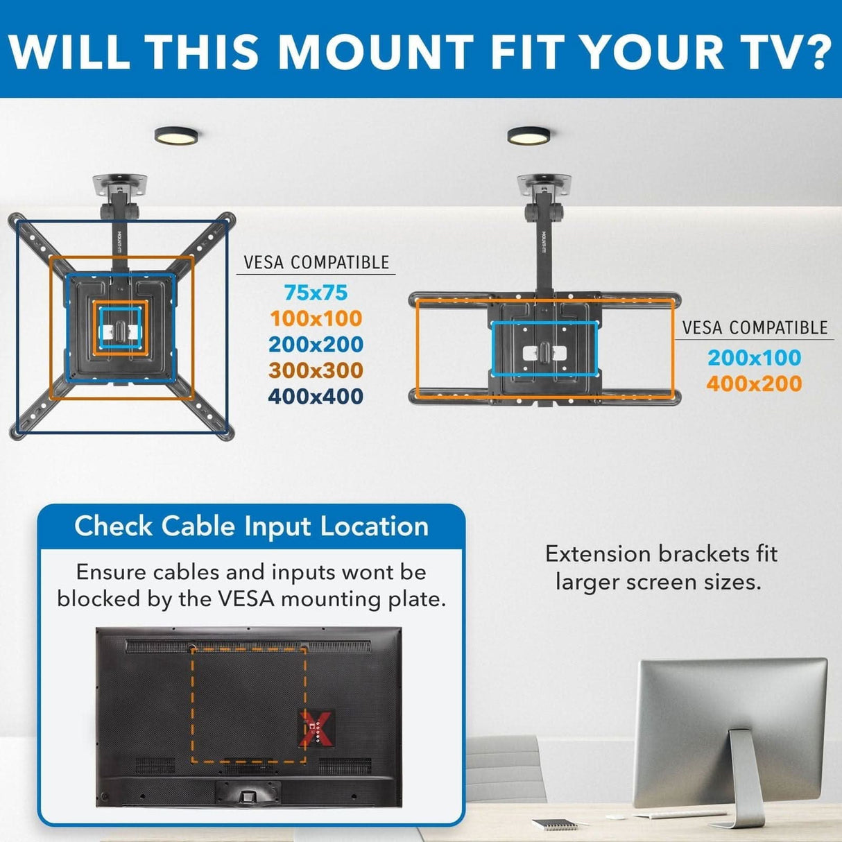 TV Mount - Flip-Down Ceiling TV Mount - Mount-It! -