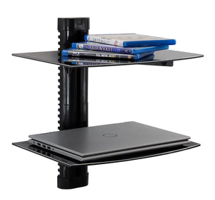 Component Shelves - Floating Wall Mounted Dual Shelf Stand - Mount-It! - MI-892 Component Shelves - Floating Wall Mounted Dual Shelf Stand - Mount-It! - MI-892