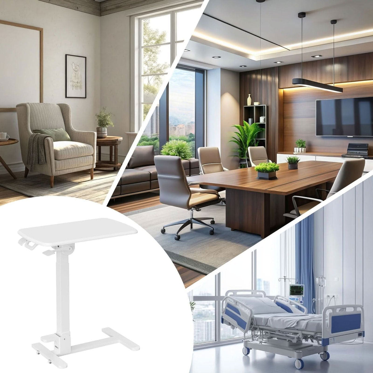 Mobile Standing Desk - Foldable Rolling Overbed Table - MI-8046 - use at home, in office, in hospital