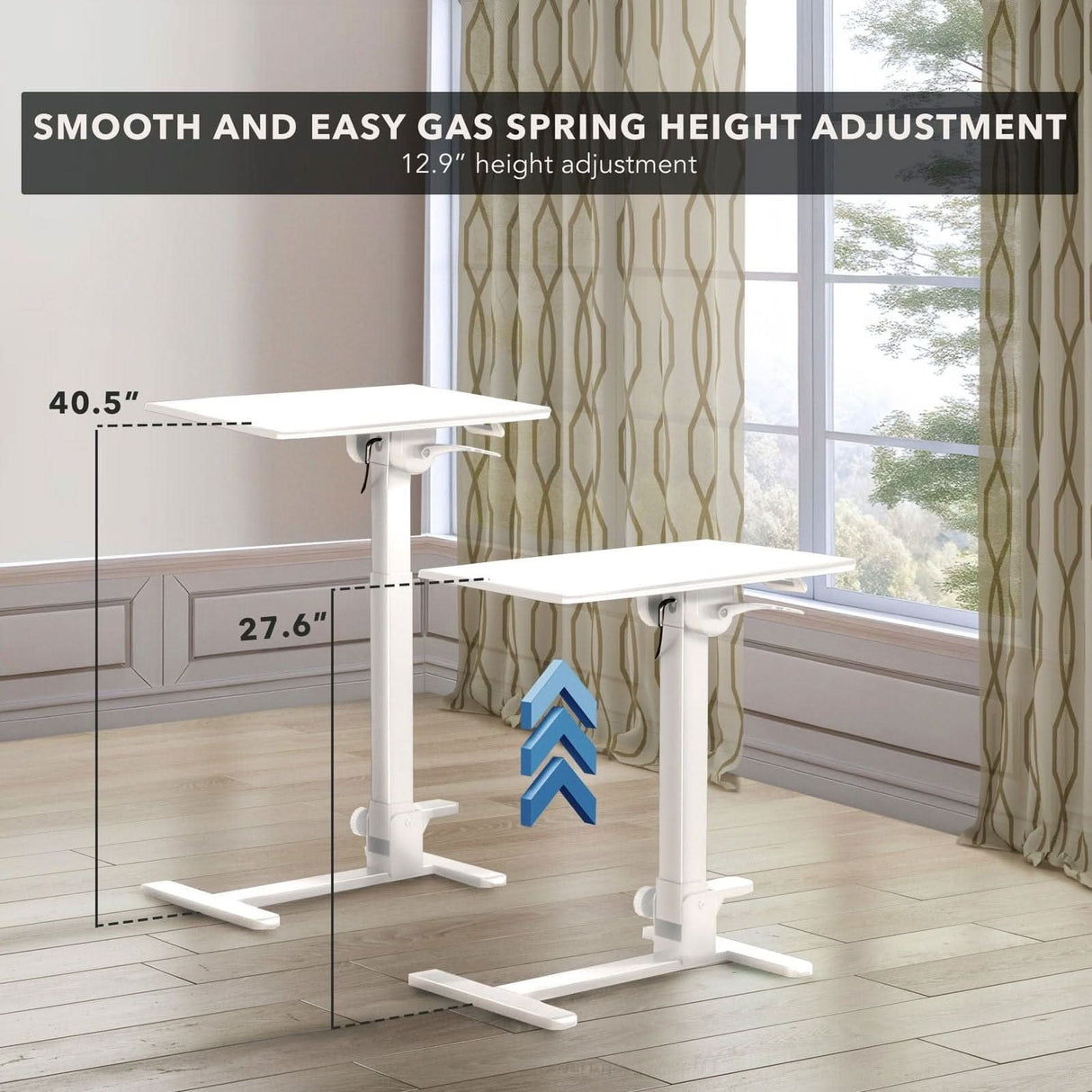Mobile Standing Desk - Foldable Rolling Overbed Table - MI-8046 Height adjustment