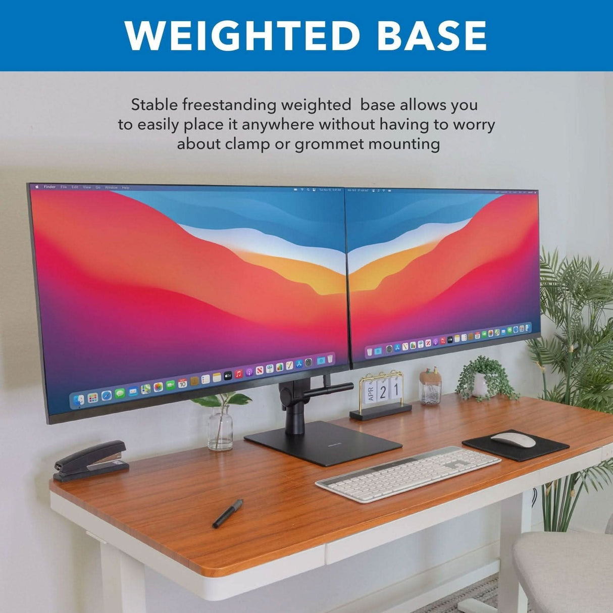 Monitor Stands - Freestanding Dual Monitor Arm With Height Adjustment - Mount-It! - MI-2758