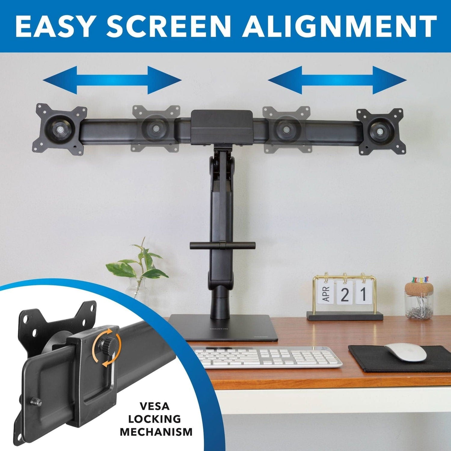 Monitor Stands - Freestanding Dual Monitor Arm With Height Adjustment - Mount-It! - MI-2758